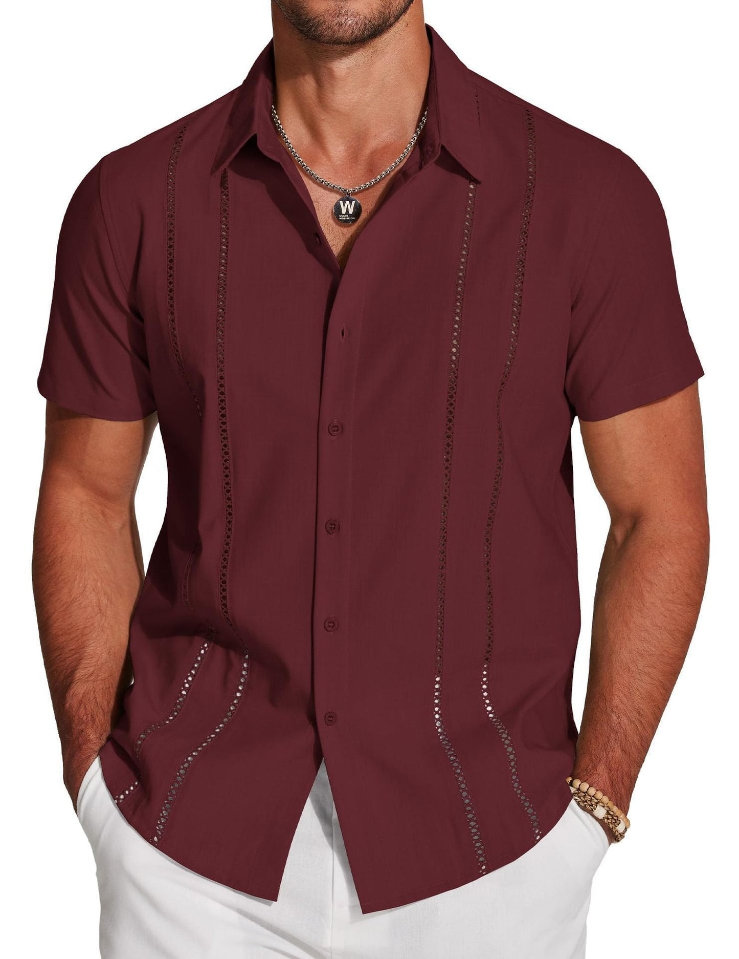 🔥Premium Cuban Guayabera Shirt – Exquisite Hollow Embroidery | Resort Collection