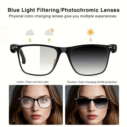 LAST DAY 50% OFF!!🔥 AI Interpretation Smart Glasses🕶️160-Language Translation, Photochromic Lenses, AI Chat & Hands-Free Audio