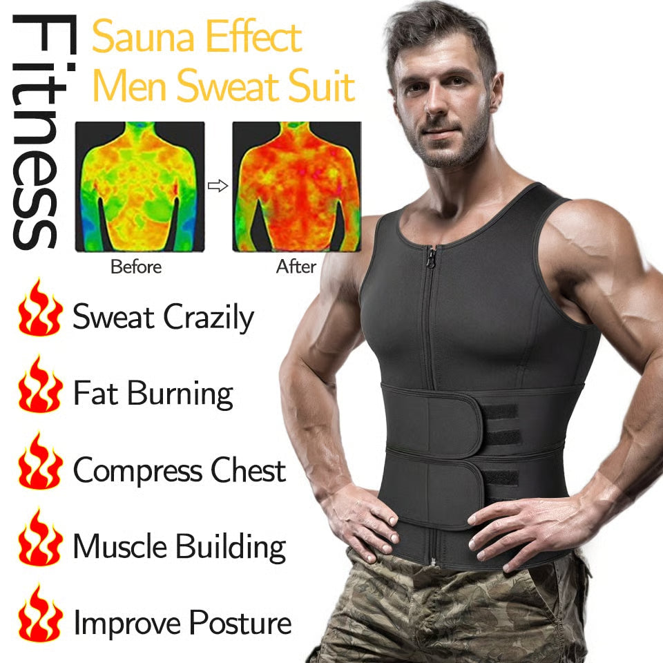 🔥Men Body Shaper Waist Trainer Sauna Suit Sweat Vest Tank Tops Shapewear