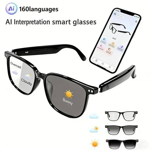 LAST DAY 50% OFF!!🔥 AI Interpretation Smart Glasses🕶️160-Language Translation, Photochromic Lenses, AI Chat & Hands-Free Audio