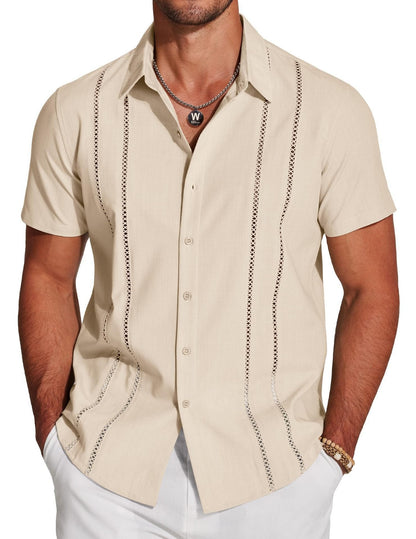 🔥Premium Cuban Guayabera Shirt – Exquisite Hollow Embroidery | Resort Collection