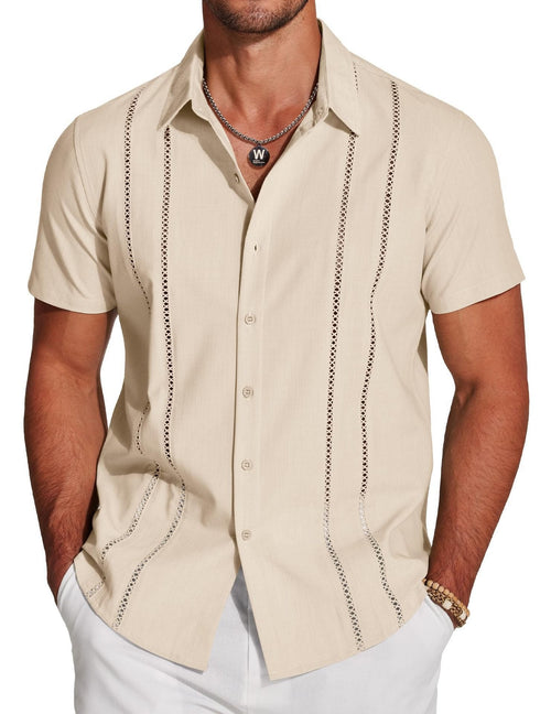 🔥Premium Cuban Guayabera Shirt – Exquisite Hollow Embroidery | Resort Collection