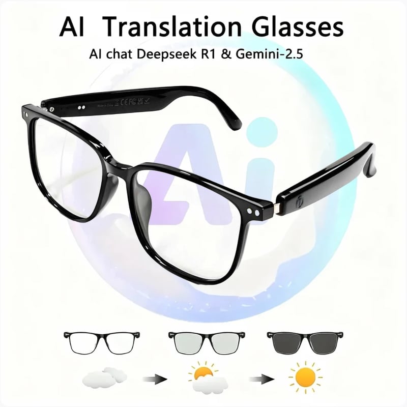 LAST DAY 50% OFF!!🔥 AI Interpretation Smart Glasses🕶️160-Language Translation, Photochromic Lenses, AI Chat & Hands-Free Audio