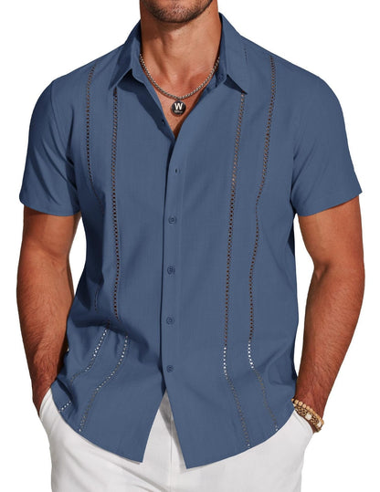 🔥Premium Cuban Guayabera Shirt – Exquisite Hollow Embroidery | Resort Collection