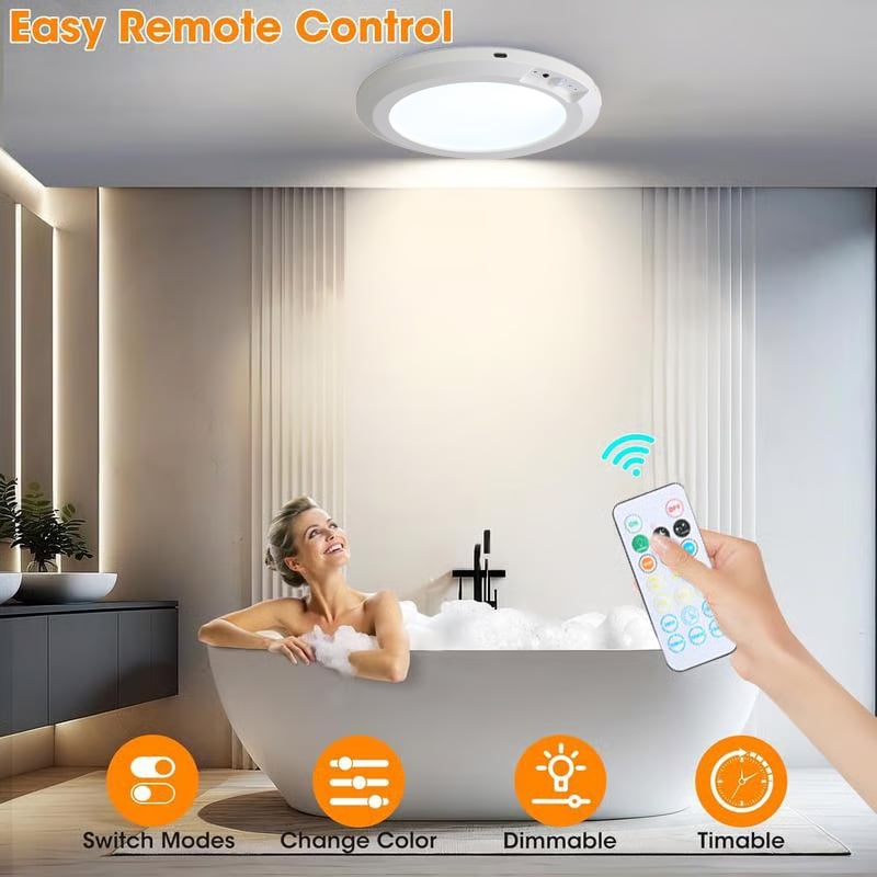 2026 New Rechargeable Motion Sensor Ceiling Light with Remote - Magnetic Wireless Ceiling Light Battery Powered for Closet Shower Stairs Shed Hallway Porch Patio ect