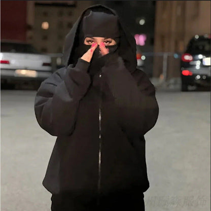 🔥Last Day 50% OFF--Balaclava Hoodie with Built In Balaclava,Anti-Social Hoodies