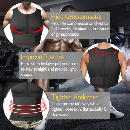 🔥Men Body Shaper Waist Trainer Sauna Suit Sweat Vest Tank Tops Shapewear