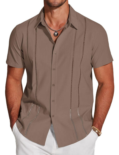 🔥Premium Cuban Guayabera Shirt – Exquisite Hollow Embroidery | Resort Collection